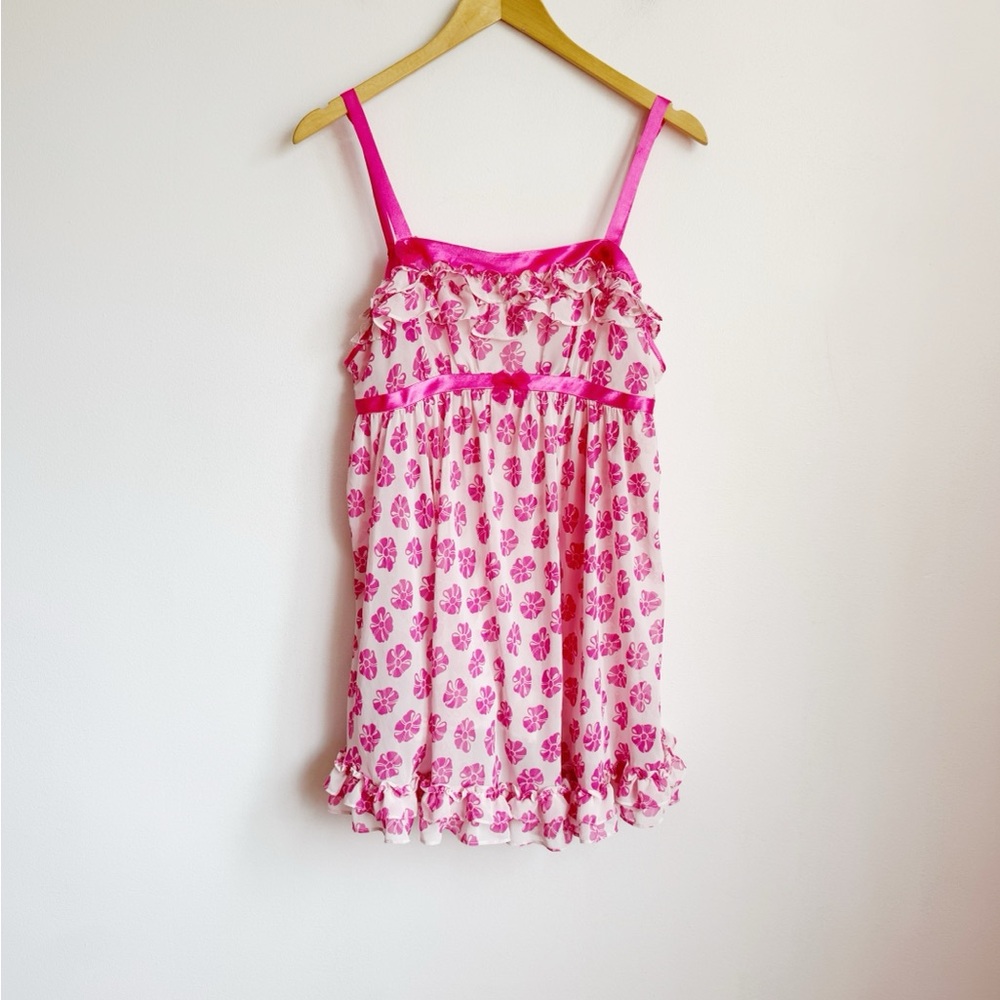 Betsey Johnson Hot Pink Candy Print Ruffled Teddy